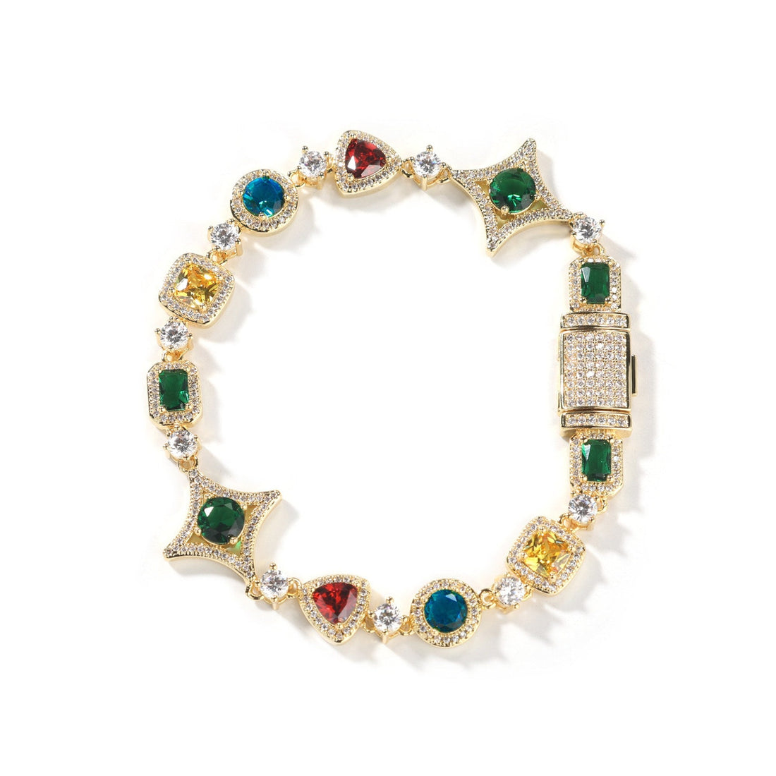 Iced Geometric Color Stone Bracelet