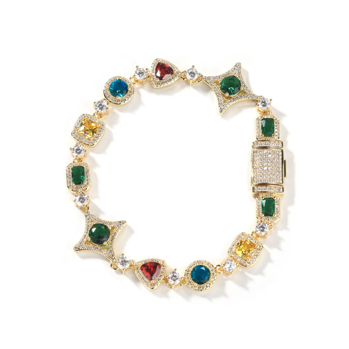 Iced Geometric Color Stone Bracelet