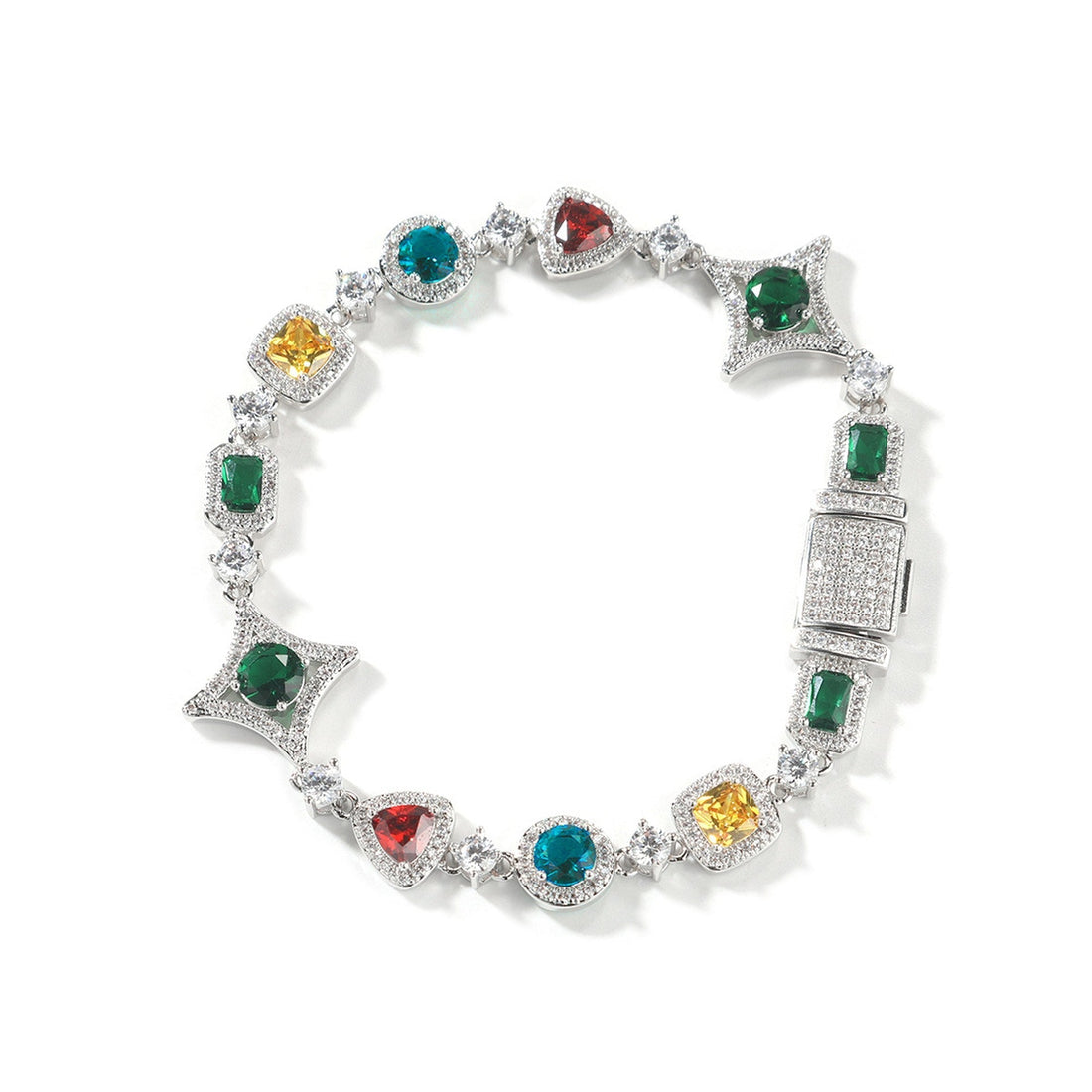 Iced Geometric Color Stone Bracelet