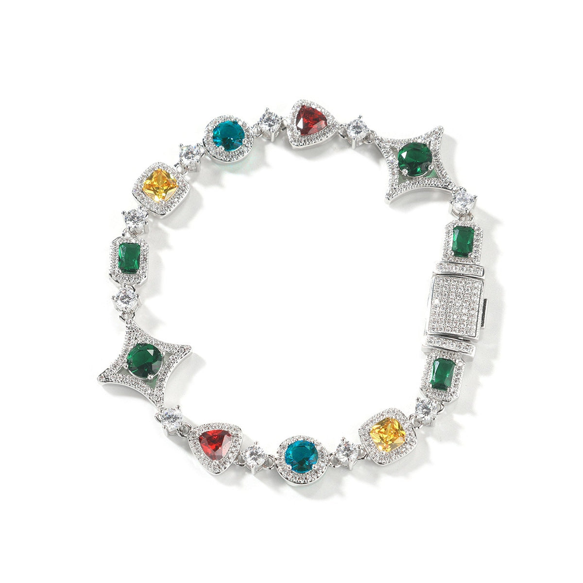Iced Geometric Color Stone Bracelet