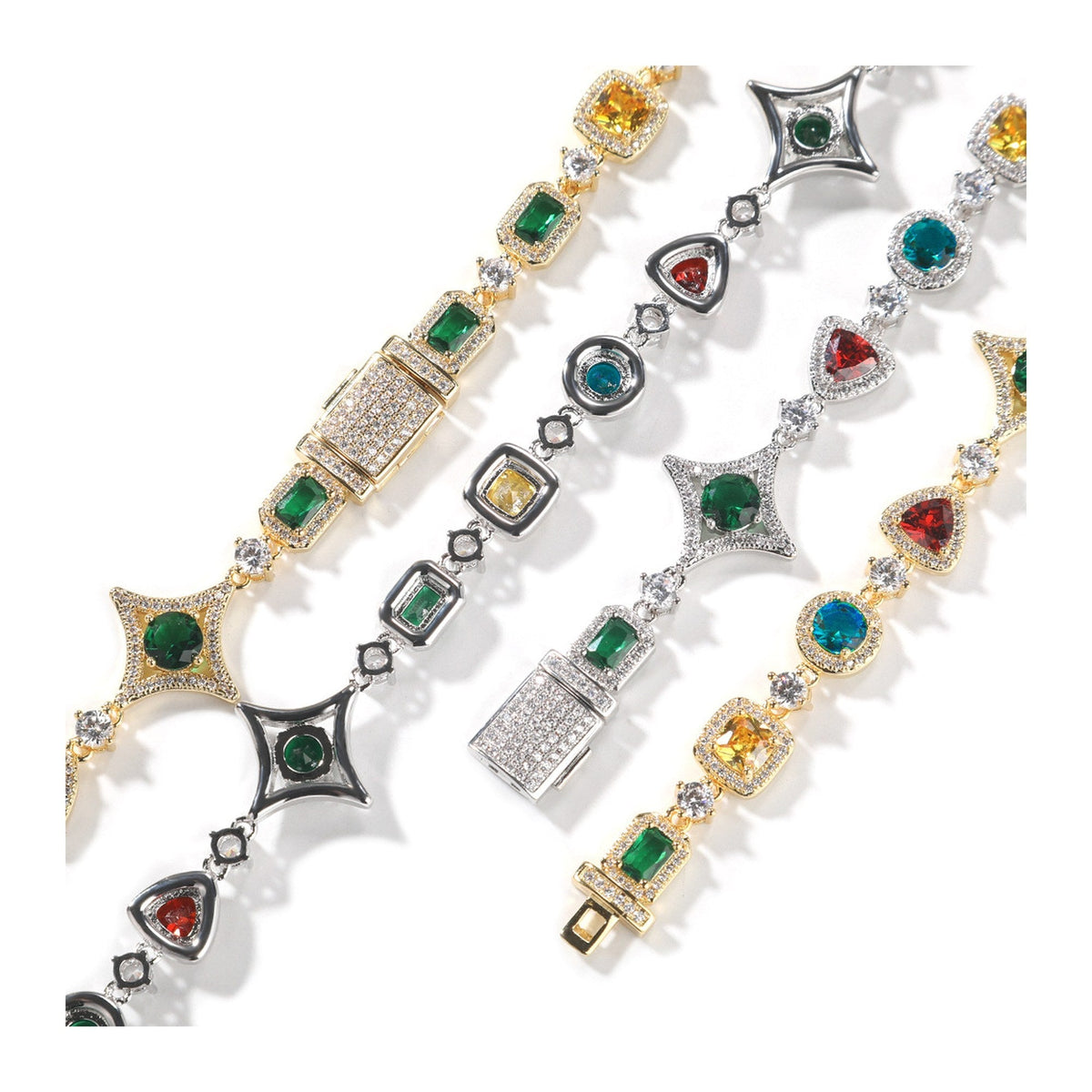 Iced Geometric Color Stone Bracelet