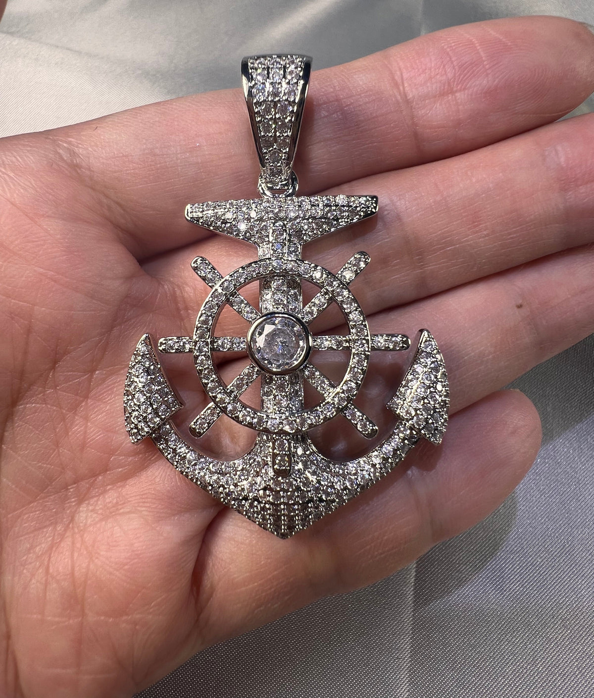 Iced Out Anchor Pendant