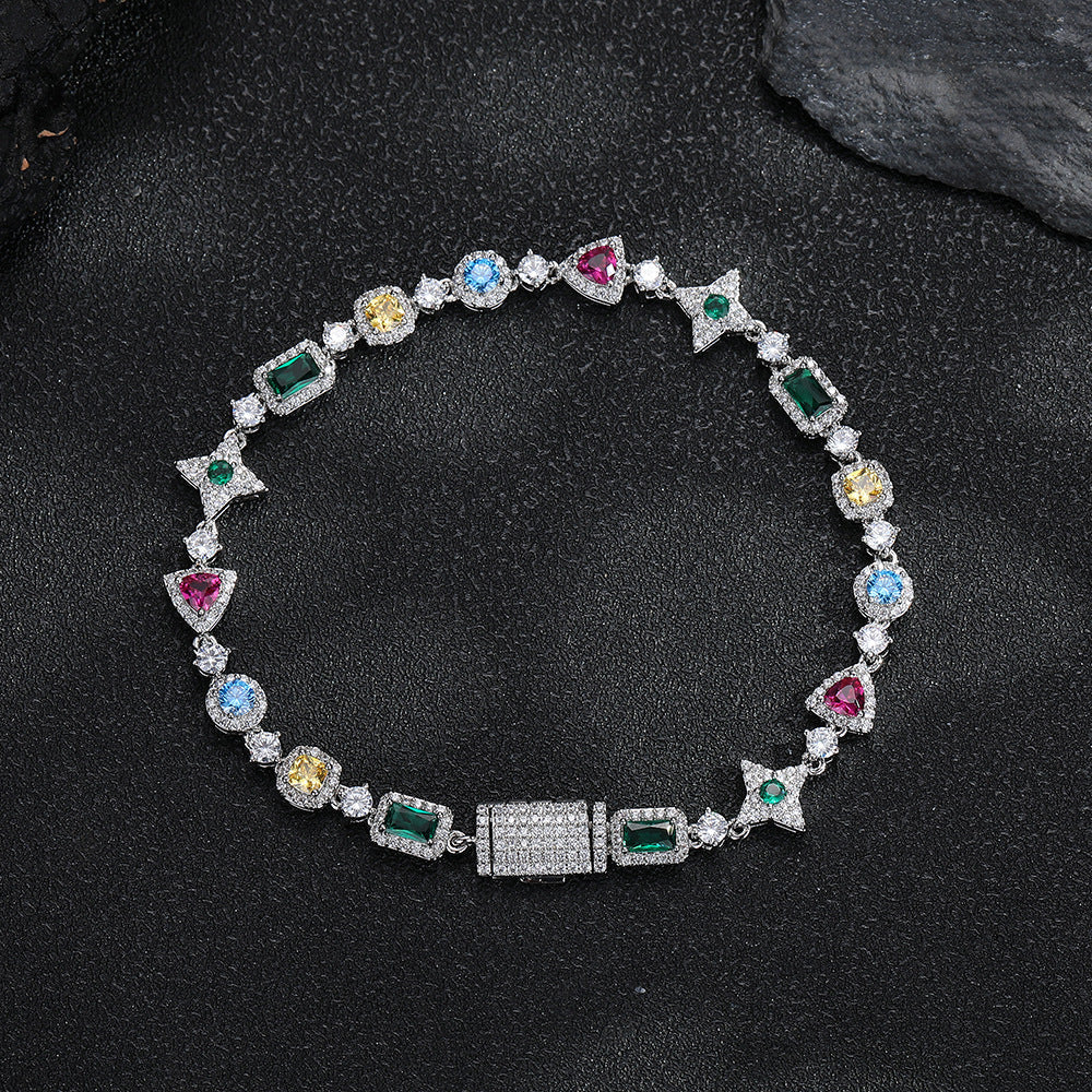 7mm Iced Multicolor Geometric Bracelet