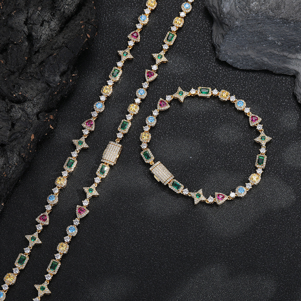 7mm Iced Multicolor Geometric Bracelet