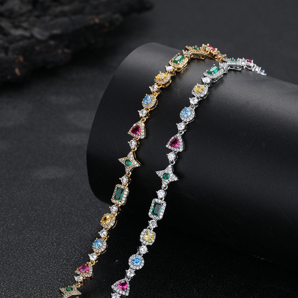 7mm Iced Multicolor Geometric Bracelet