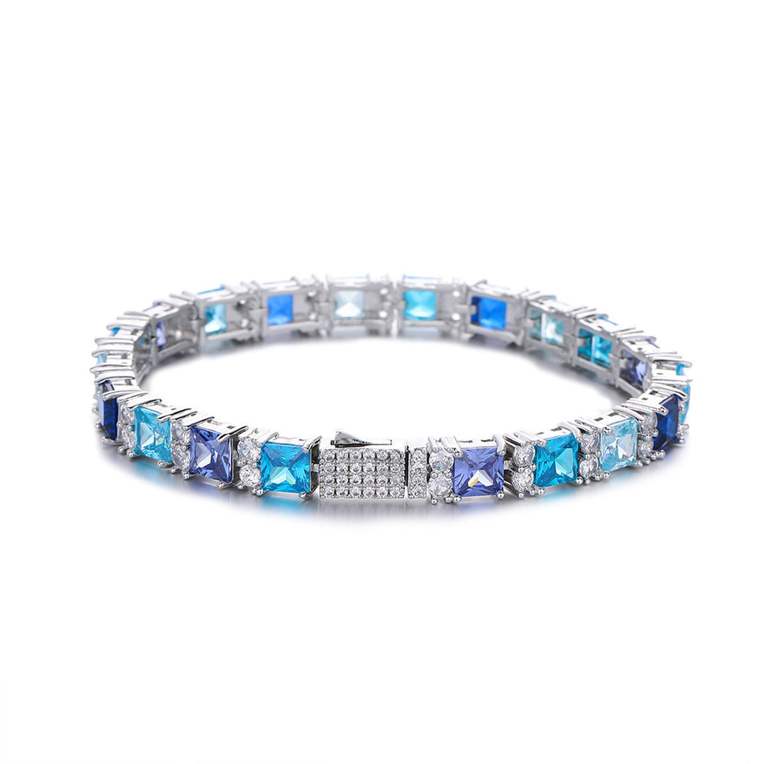 7mm Multicolor Square-Cut Tennis Bracelet