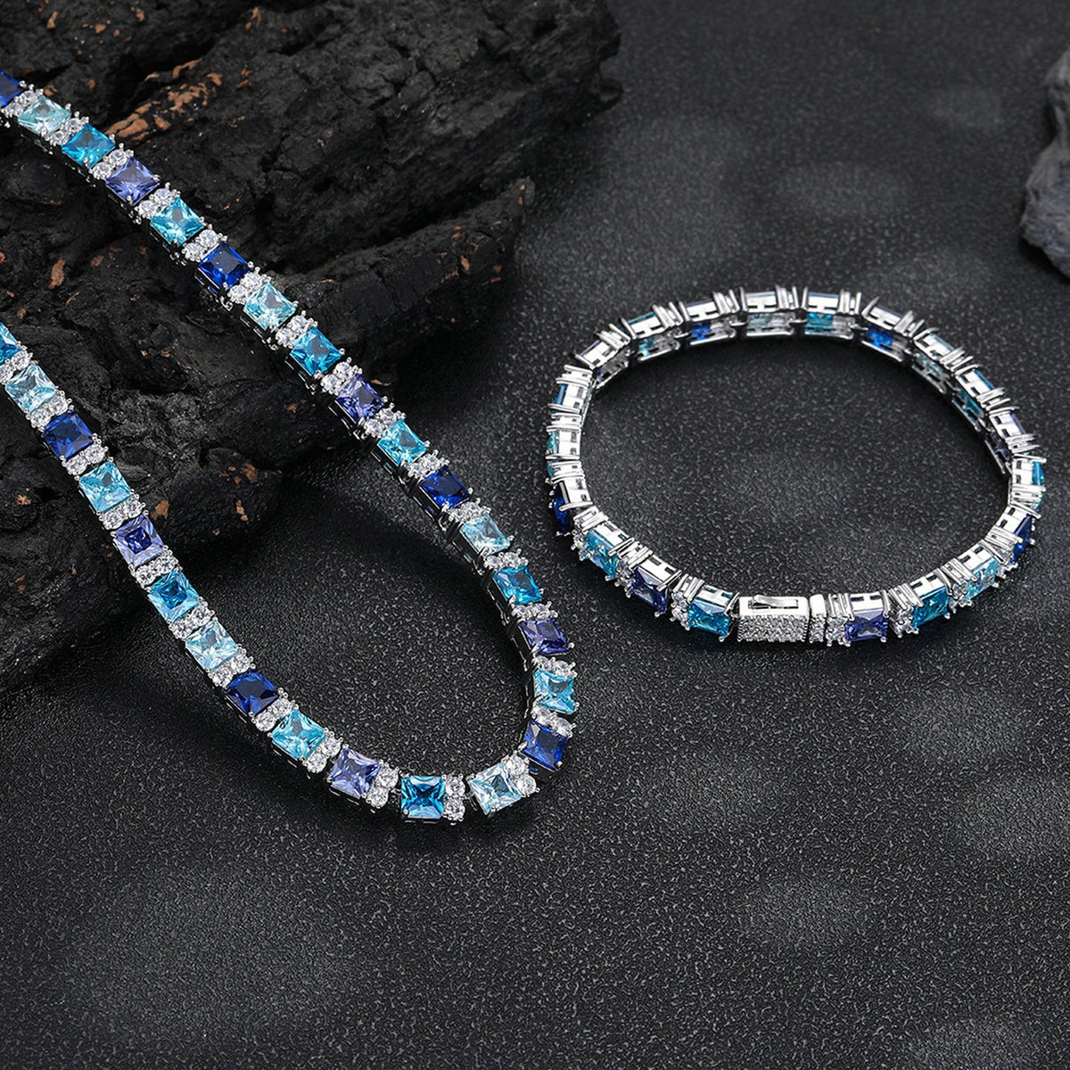 7mm Multicolor Square-Cut Tennis Bracelet