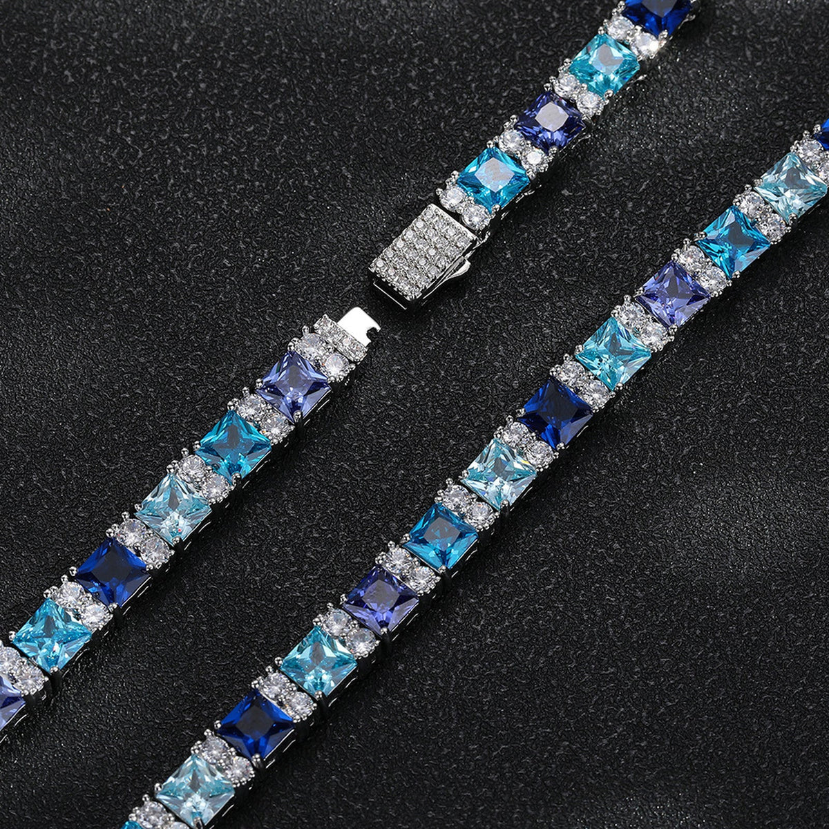 7mm Multicolor Square-Cut Tennis Bracelet