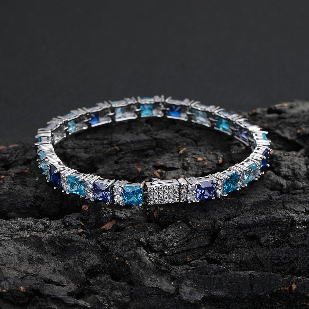 7mm Multicolor Square-Cut Tennis Bracelet