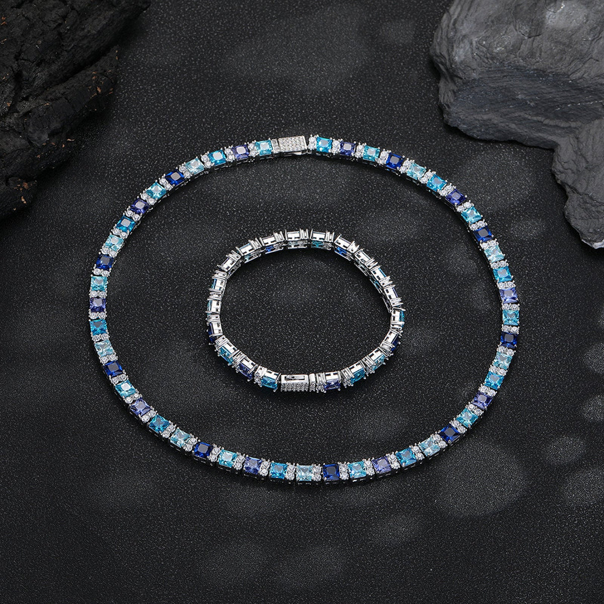 7mm Multicolor Square-Cut Tennis Bracelet