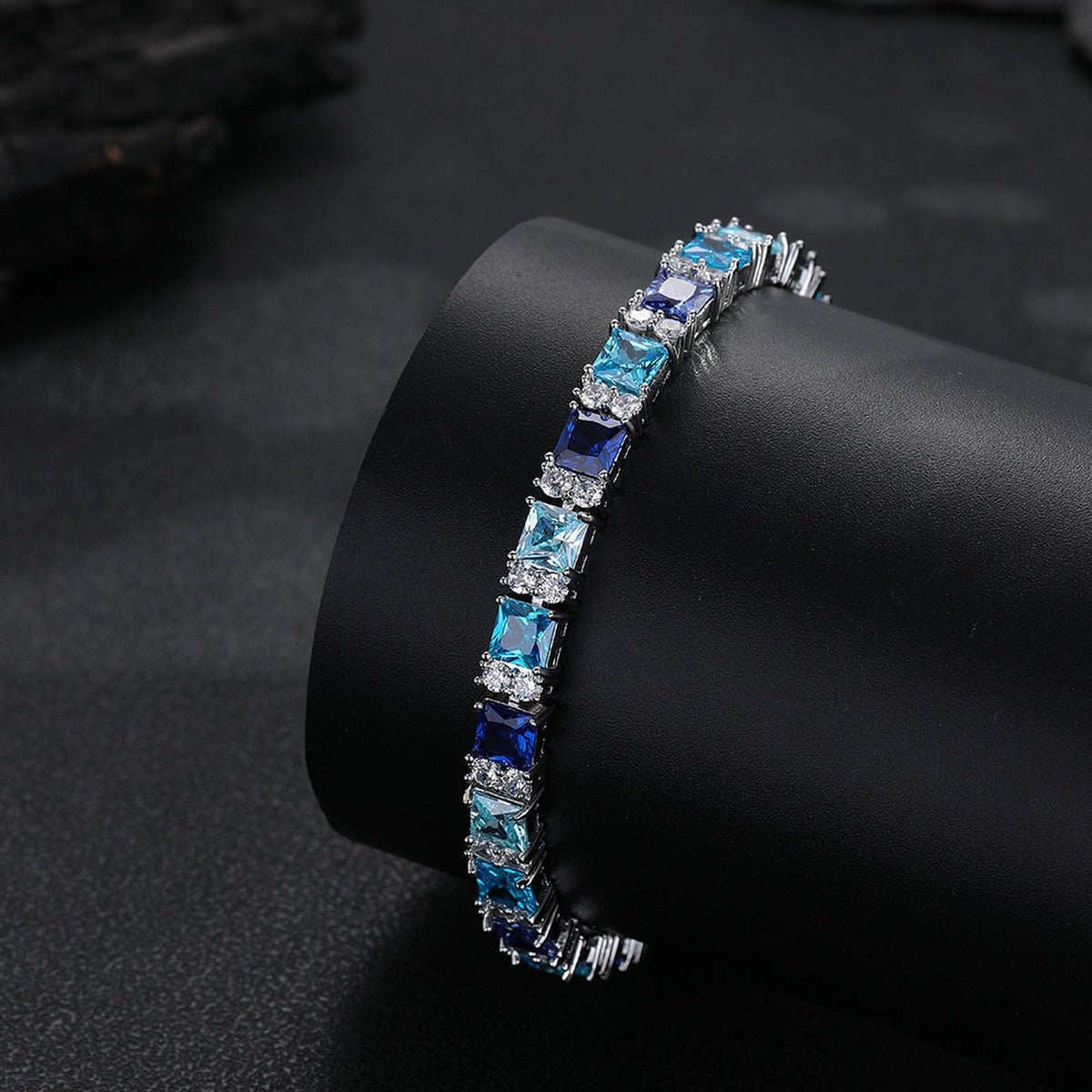 7mm Multicolor Square-Cut Tennis Bracelet