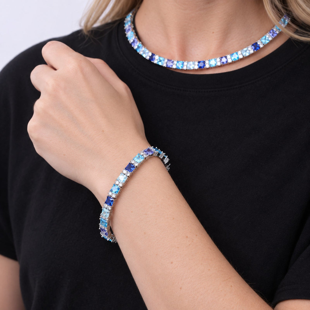 7mm Multicolor Square-Cut Tennis Bracelet