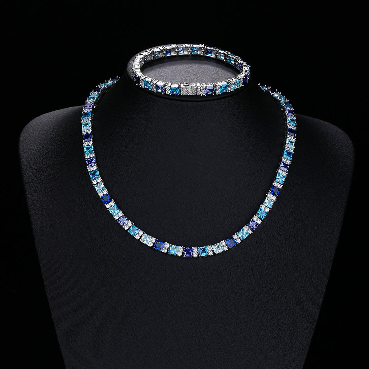 7mm Multicolor Square-Cut Tennis Bracelet