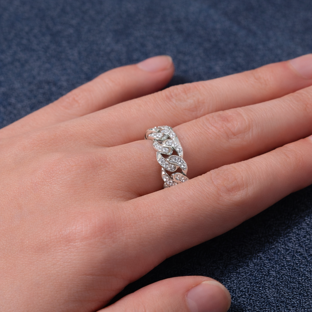 8mm Iced Cuban Link Ring – CZ