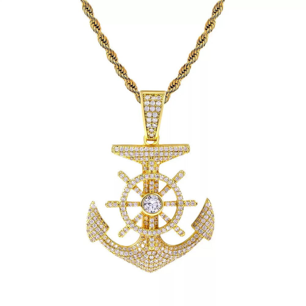 Iced Out Anchor Pendant