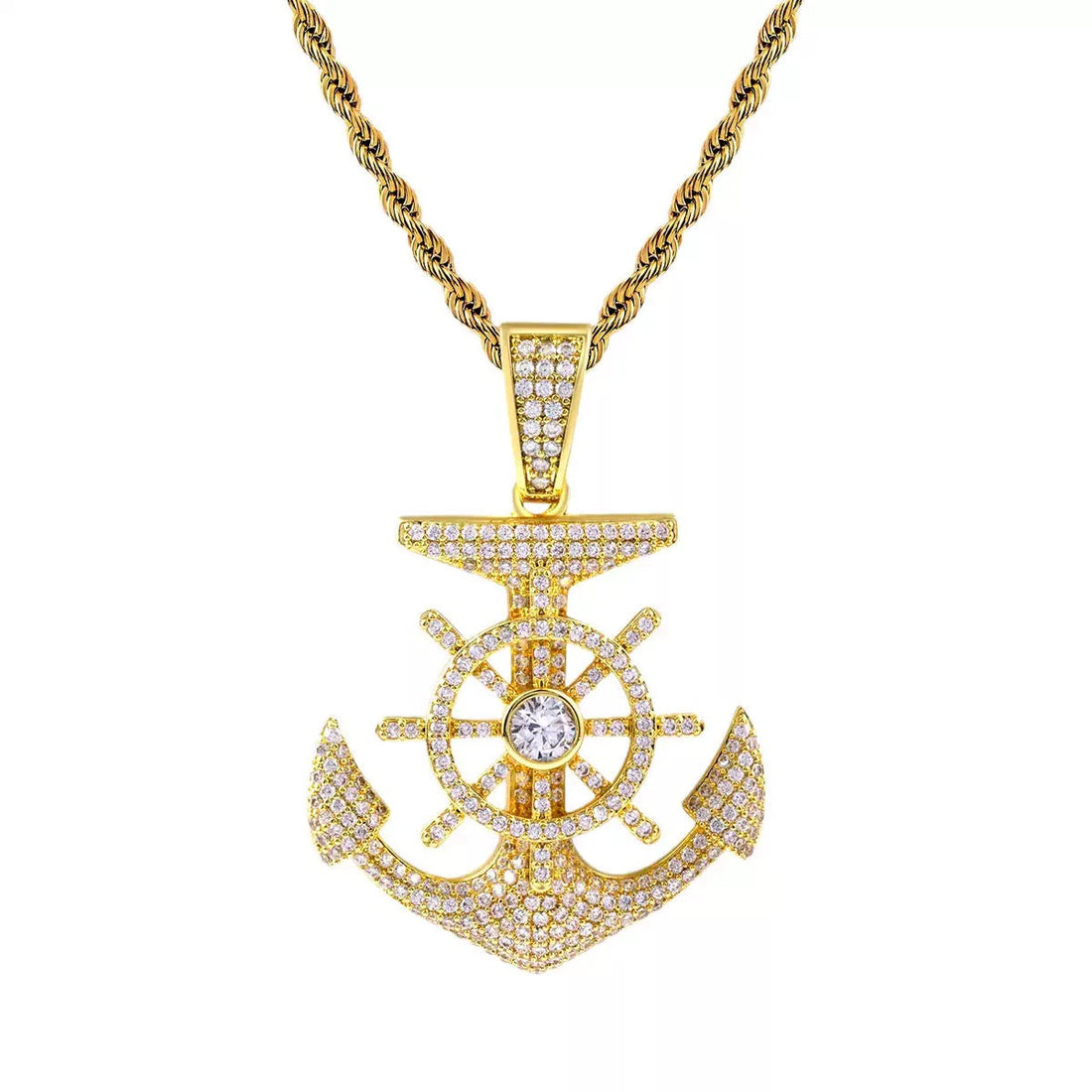 Iced Out Anchor Pendant