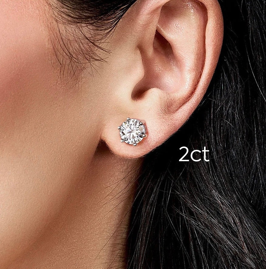 VVS1 D Color Moissanite Stud Earrings - Screw Back