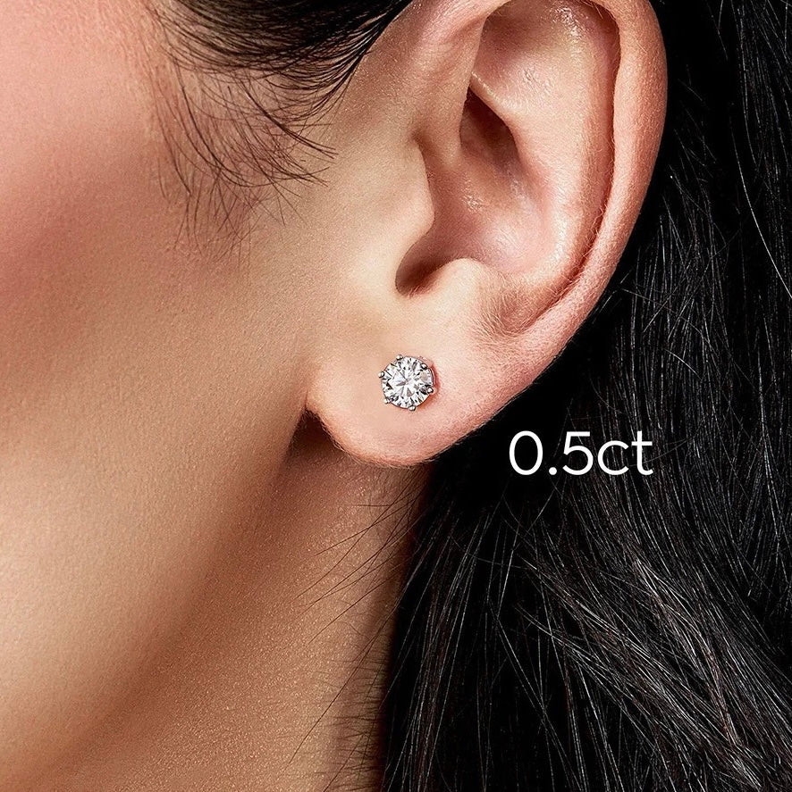 VVS1 D Color Moissanite Stud Earrings - Screw Back