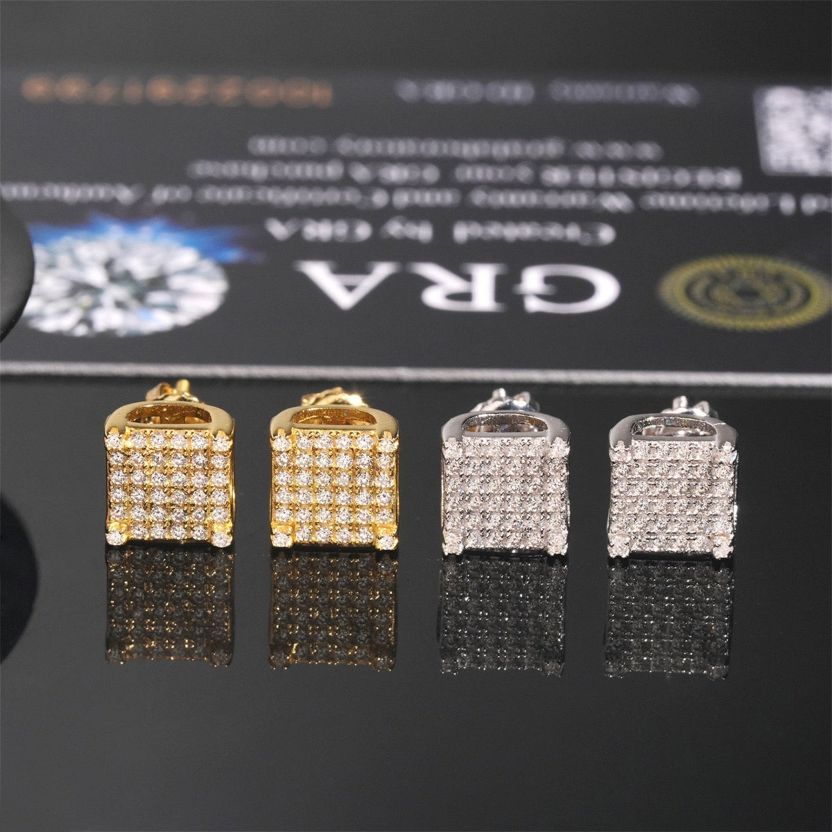 8mm Square Stud Earrings - Screw Back