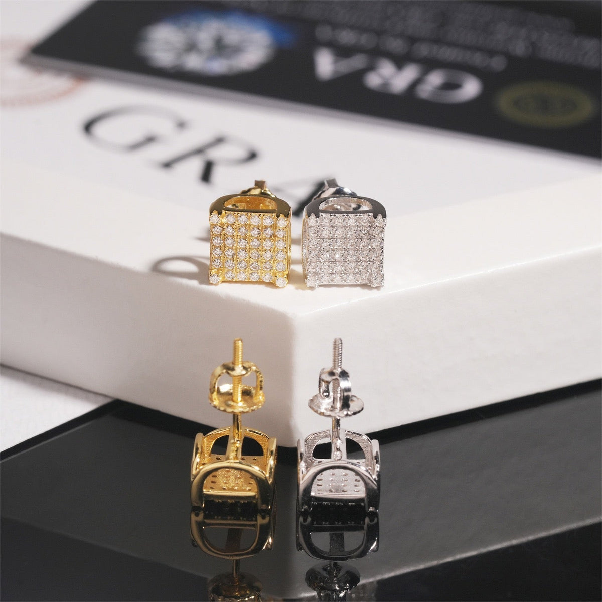 8mm Square Stud Earrings - Screw Back
