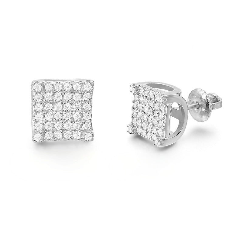 8mm Square Stud Earrings - Screw Back