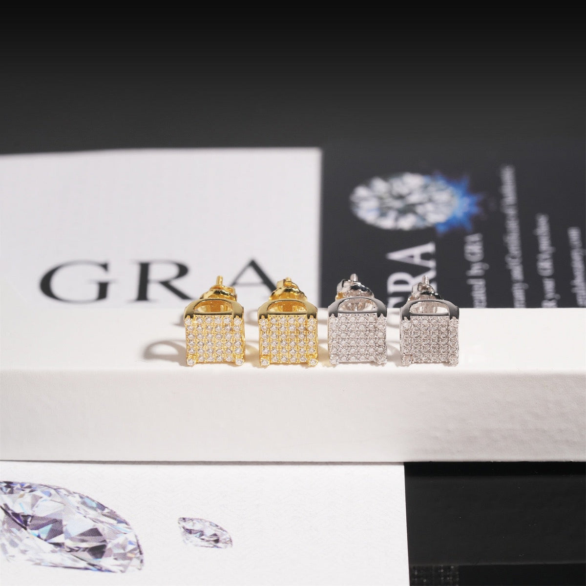 8mm Square Stud Earrings - Screw Back