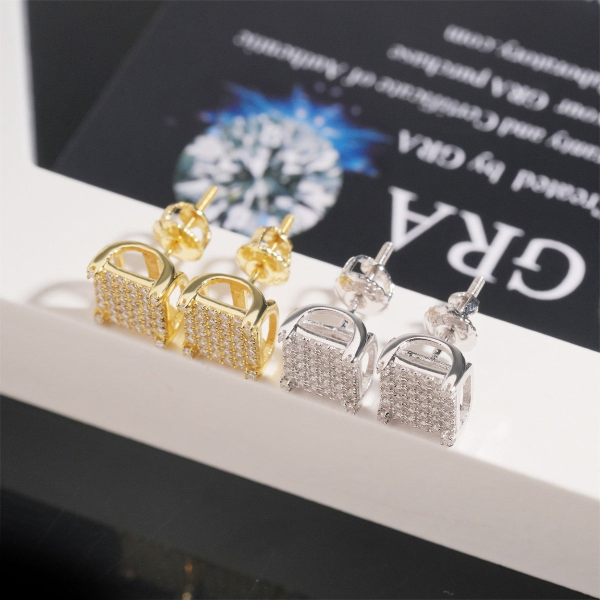 8mm Square Stud Earrings - Screw Back