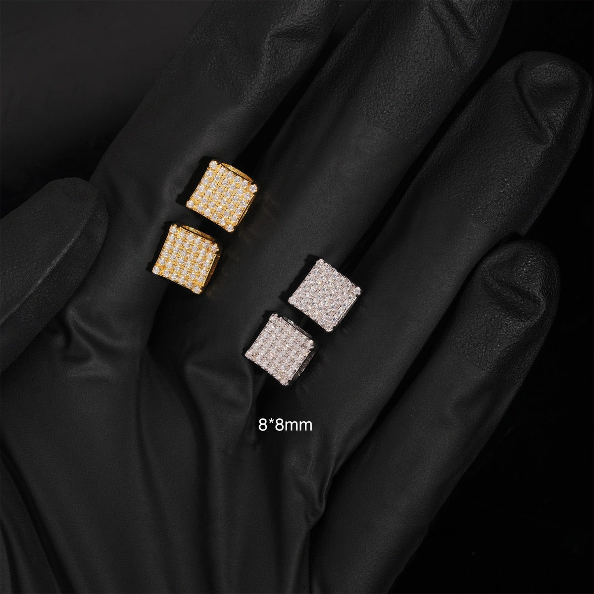 8mm Square Stud Earrings - Screw Back