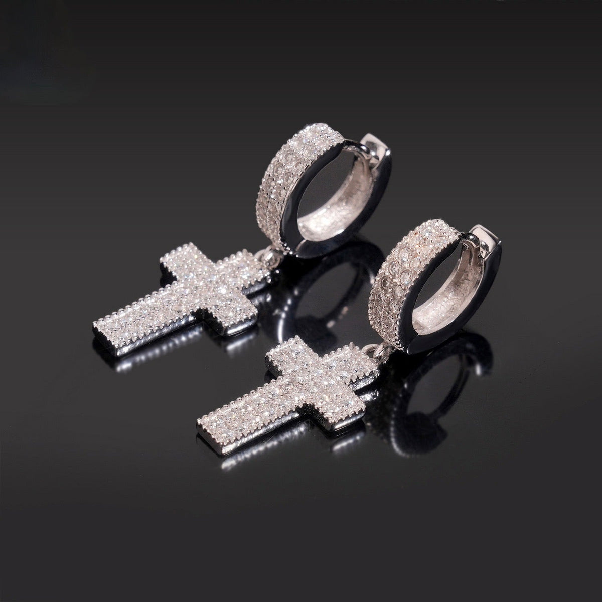 Moissanite Cross Drop Earrings
