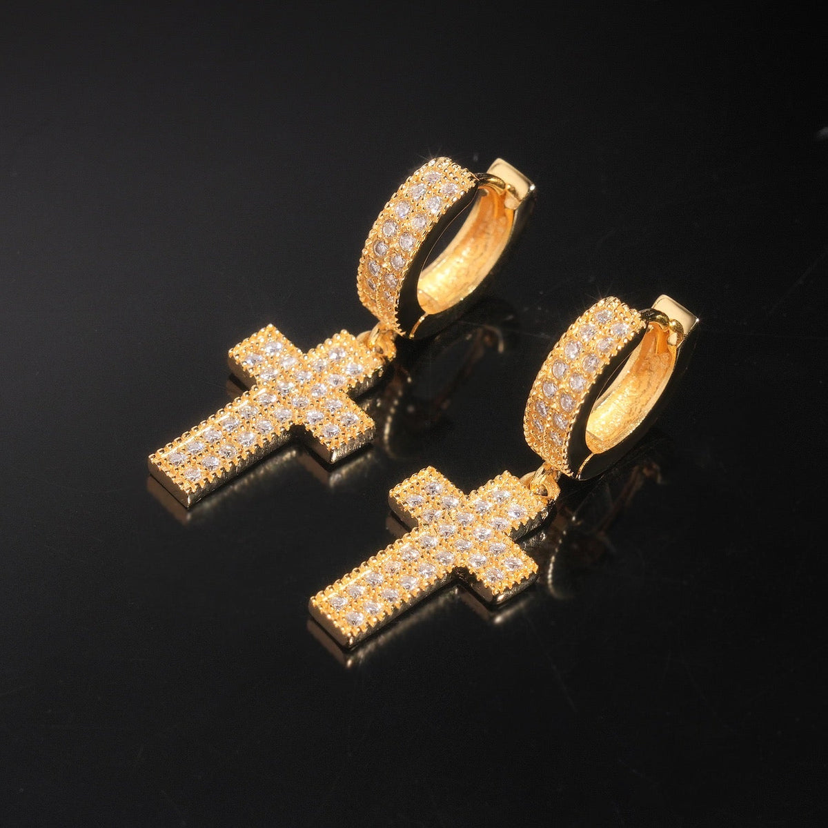 Moissanite Cross Drop Earrings