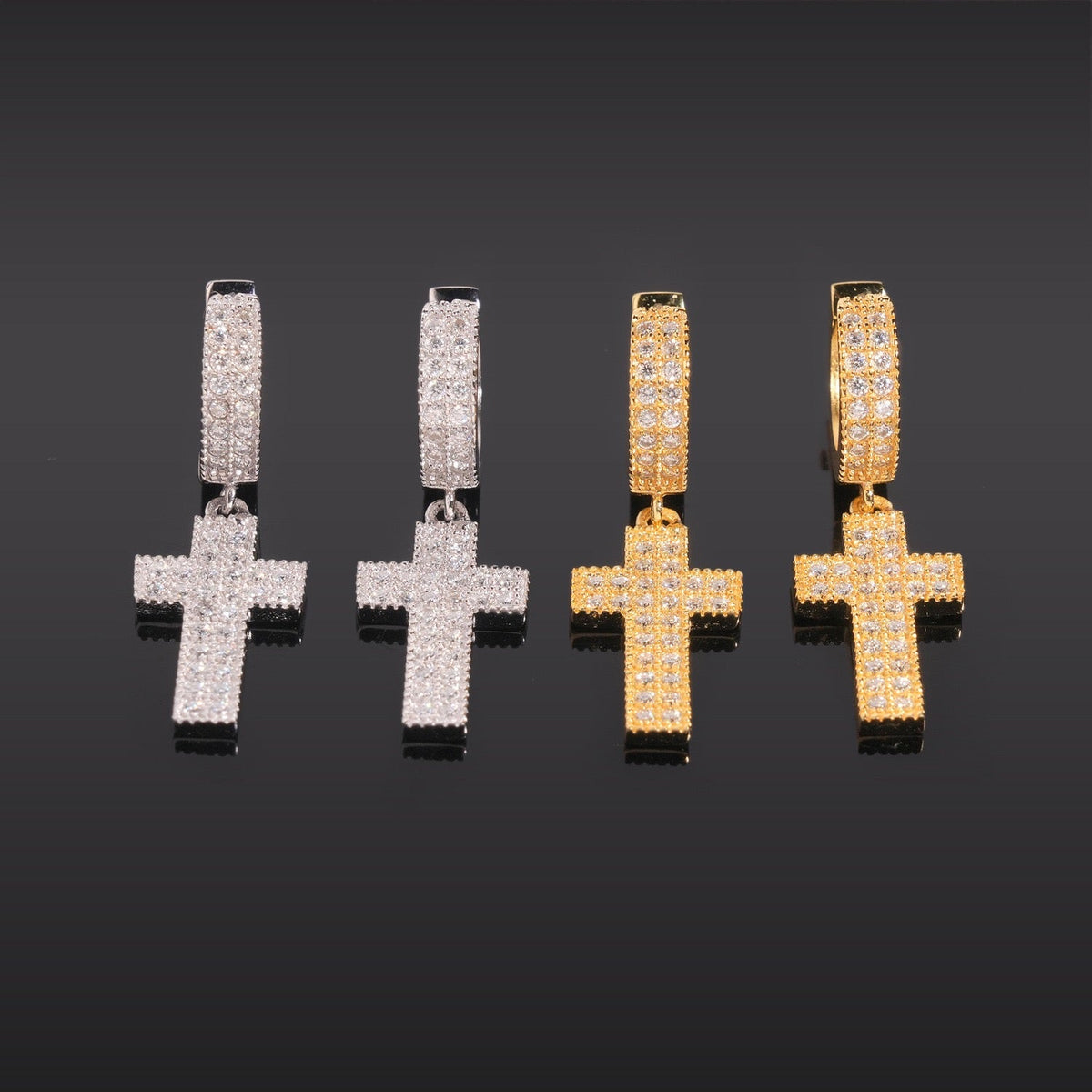 Moissanite Cross Drop Earrings