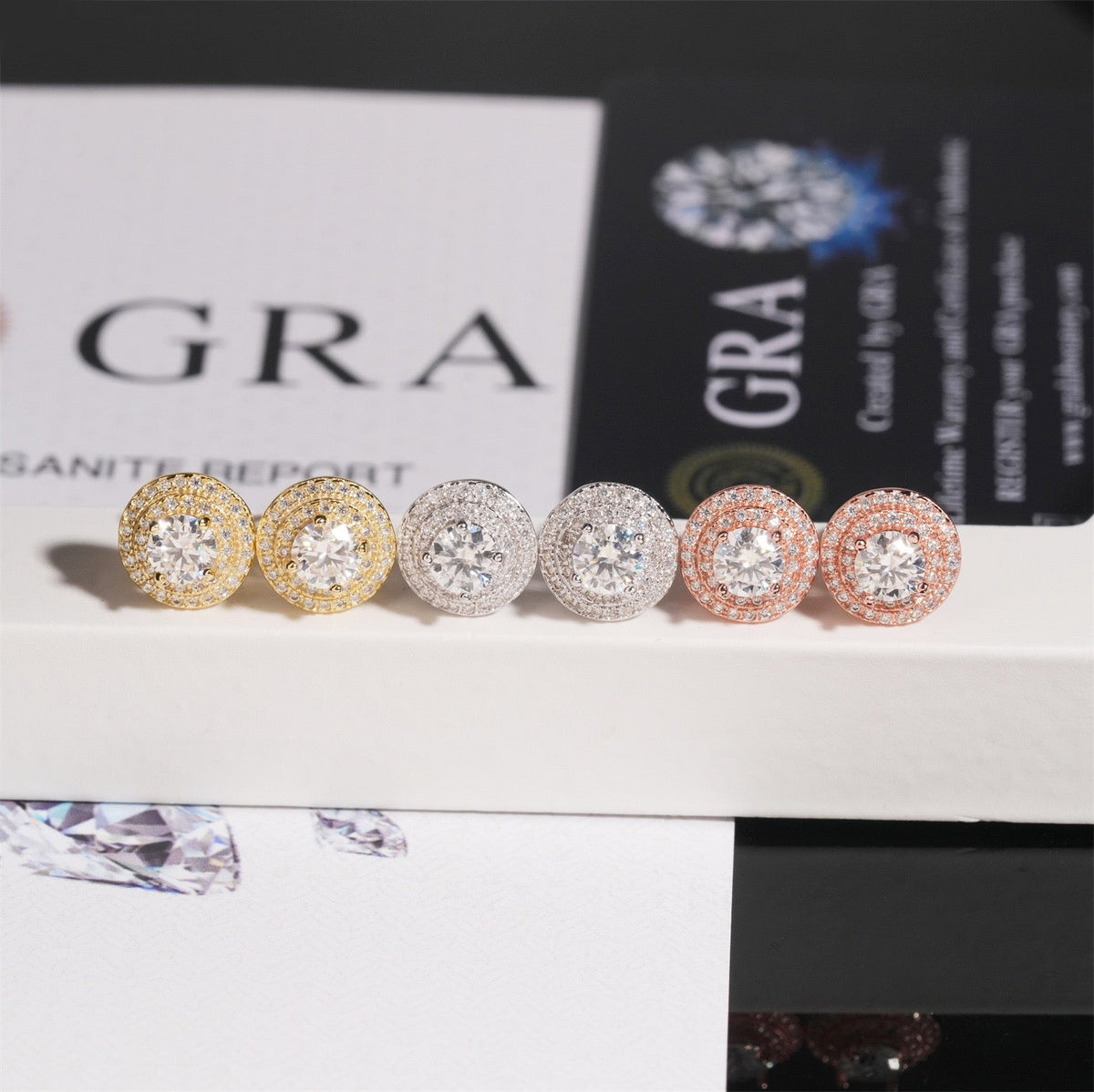 10mm Halo Moissanite Stud Earrings – Screw Back 925 Sterling Silver