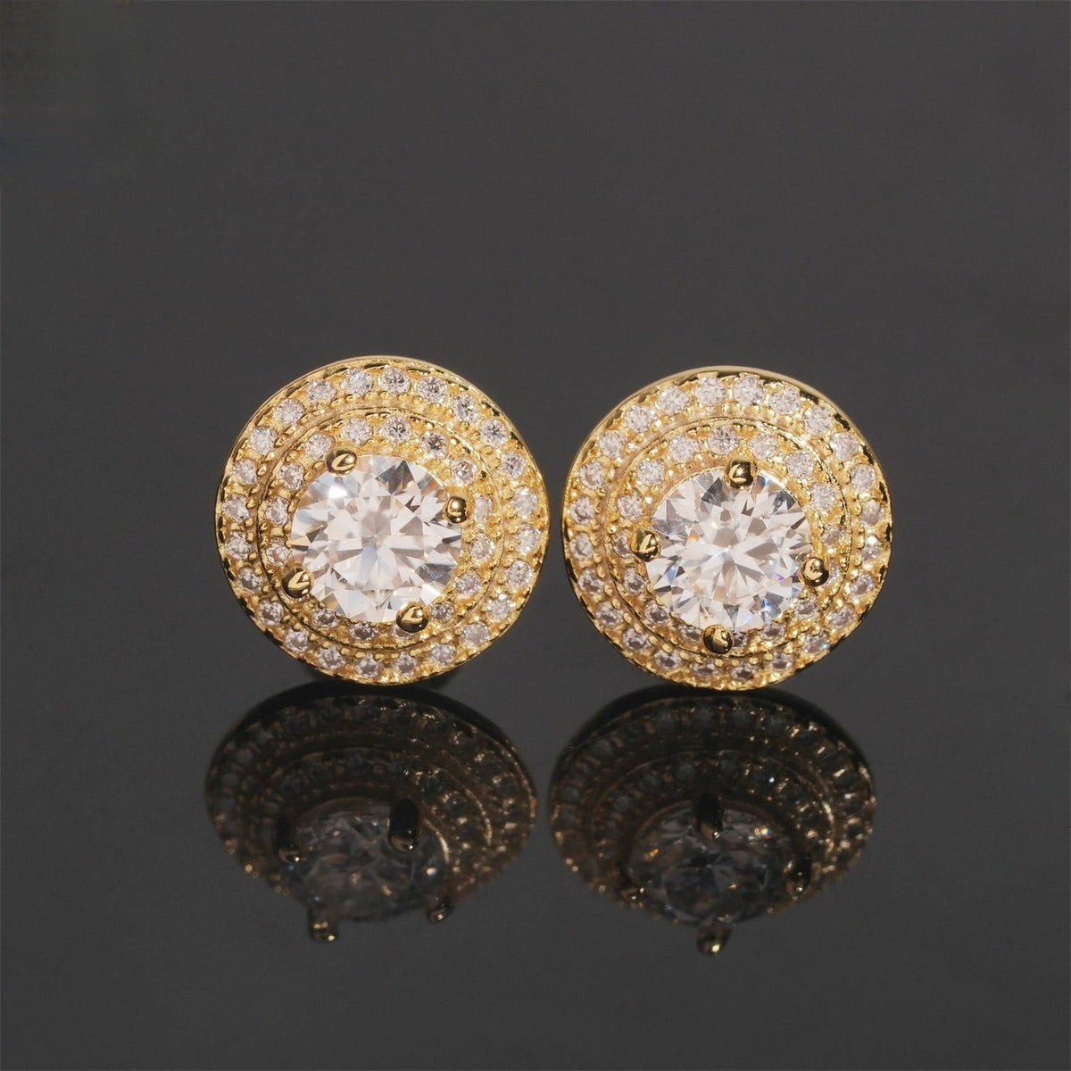 10mm Halo Moissanite Stud Earrings – Screw Back 925 Sterling Silver