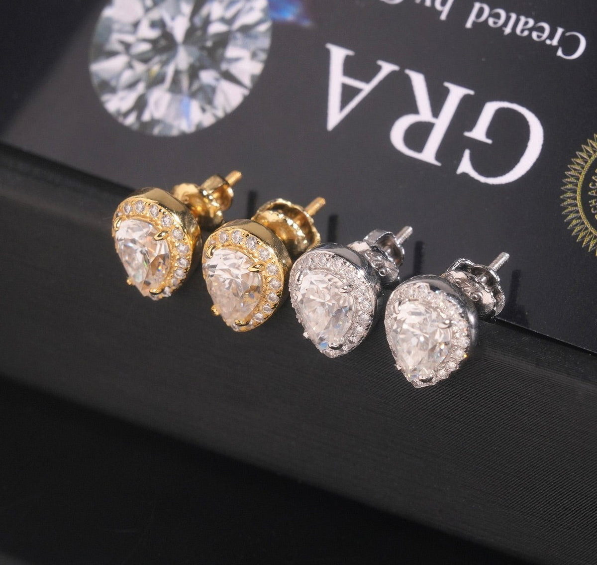 Pear Cut Moissanite Stud Earrings – Screw Back