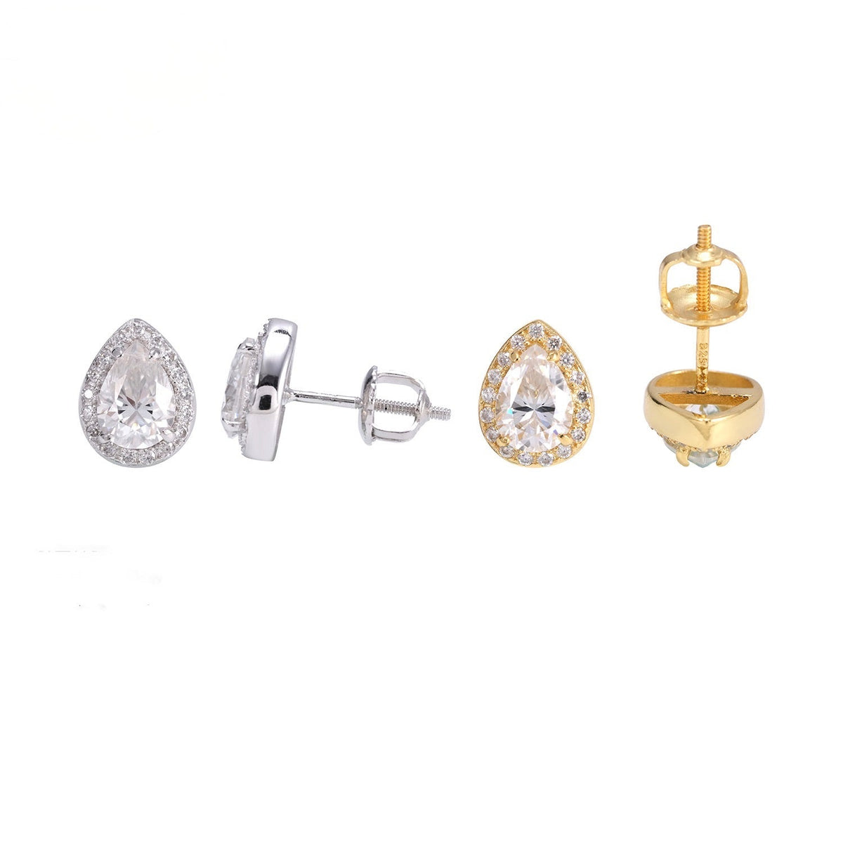 Pear Cut Moissanite Stud Earrings – Screw Back