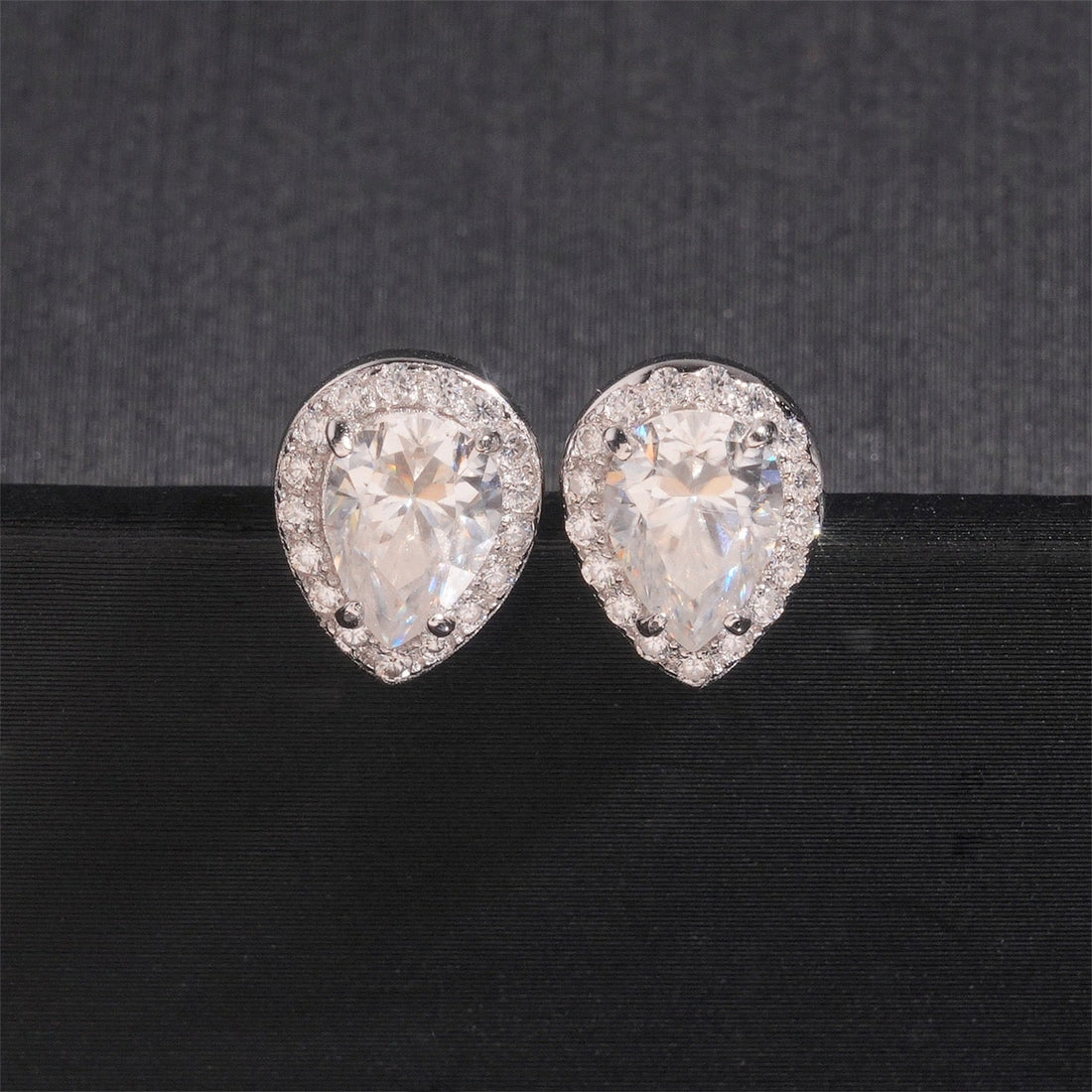 Pear Cut Moissanite Stud Earrings – Screw Back