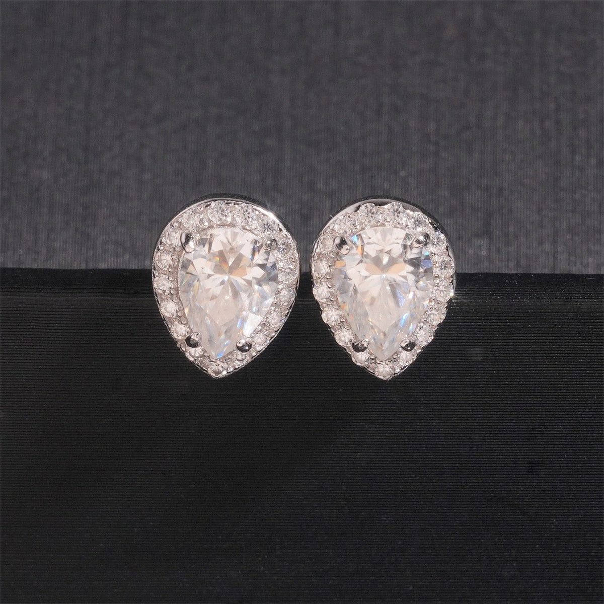 Pear Cut Moissanite Stud Earrings – Screw Back