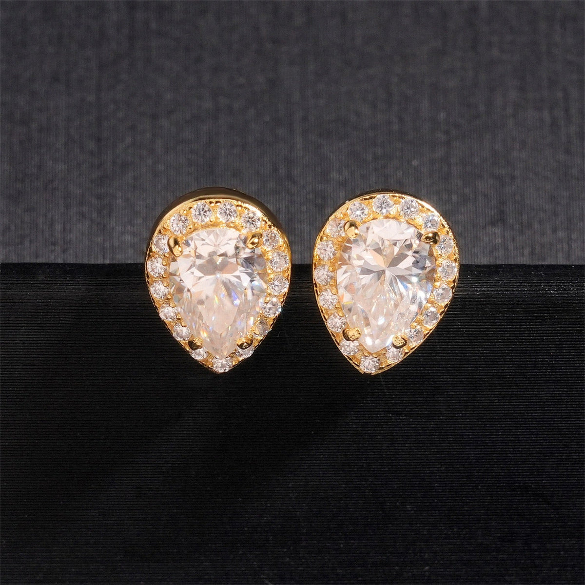 Pear Cut Moissanite Stud Earrings – Screw Back