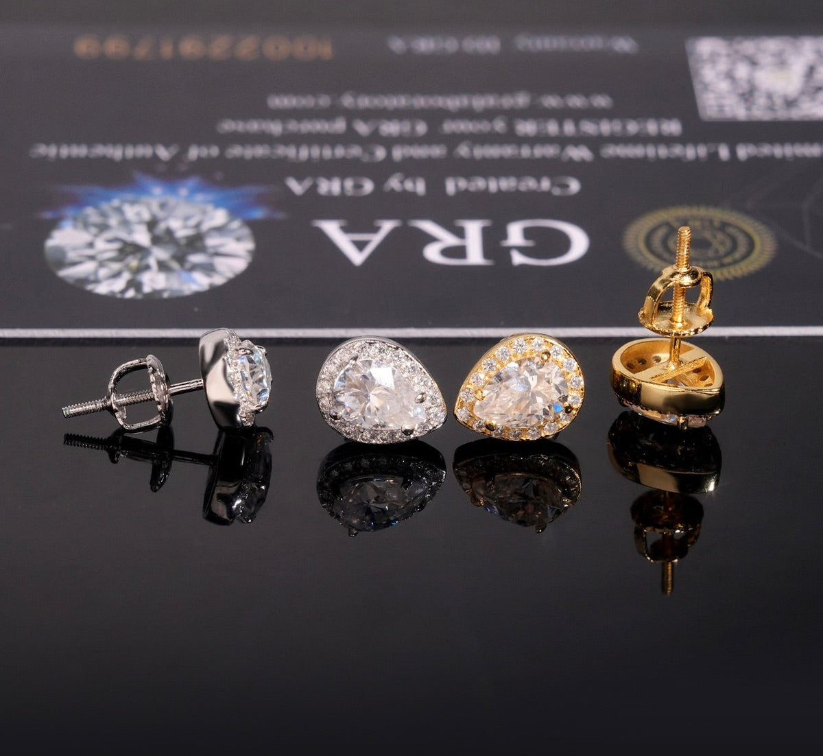 Pear Cut Moissanite Stud Earrings – Screw Back