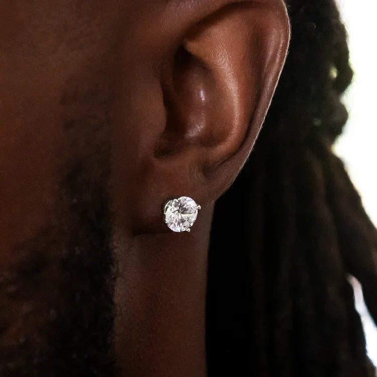 Round Cut VVS Moissanite Stud Earrings – 925 Sterling Silver
