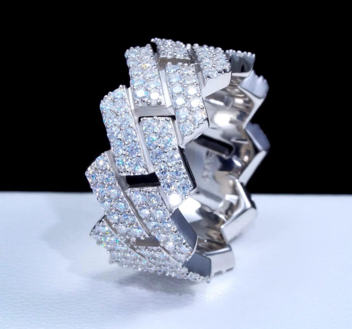 10mm Iced Out Cuban Link Ring – Hip Hop Statement Ring