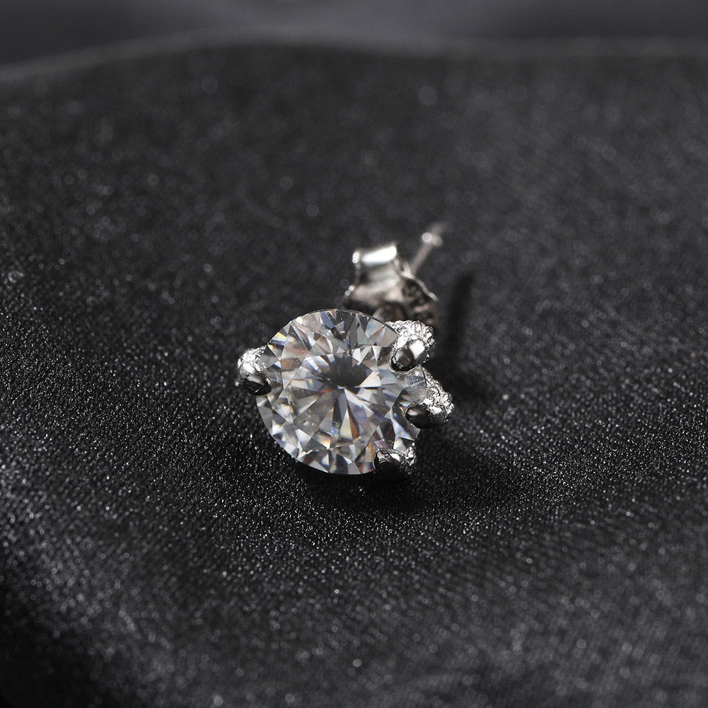 Dragon Claw Moissanite Stud Earrings – 925 Sterling Silver