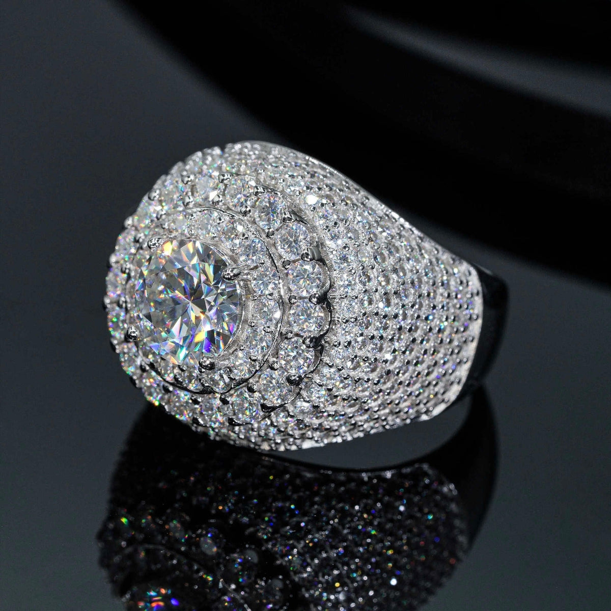 8mm Iced Moissanite Statement Ring