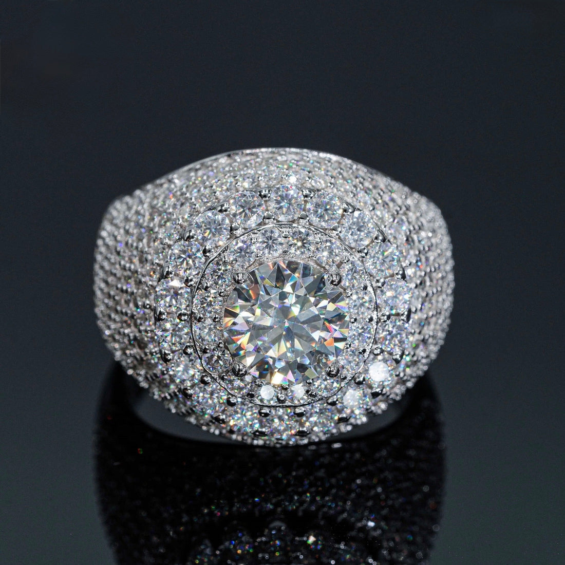 8mm Iced Moissanite Statement Ring