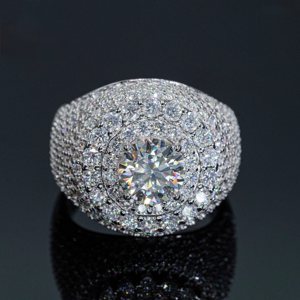 8mm Iced Moissanite Statement Ring