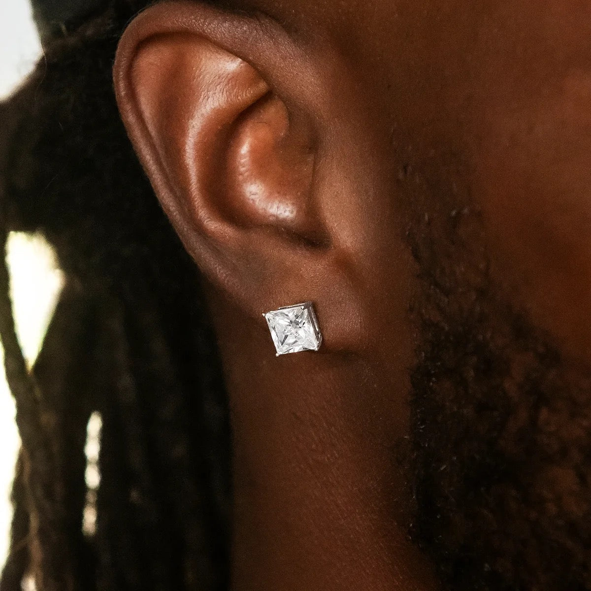 Princess Cut Moissanite Stud Earrings – Classic Square Diamond Look