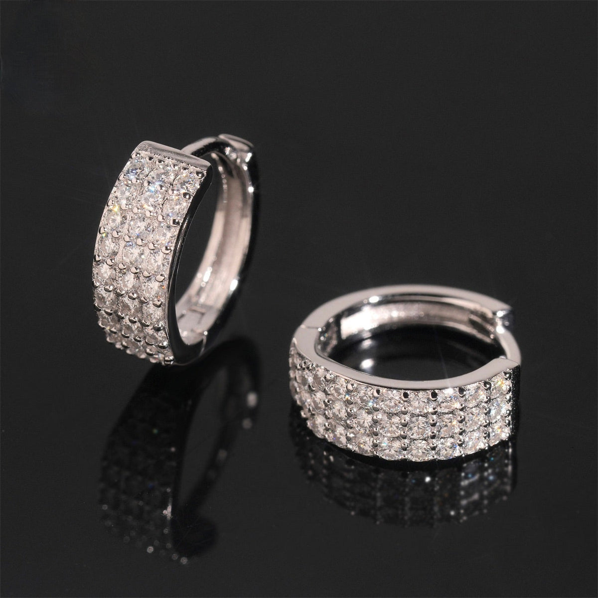 Pavé Moissanite Hoop Earrings - 925 Sterling Silver