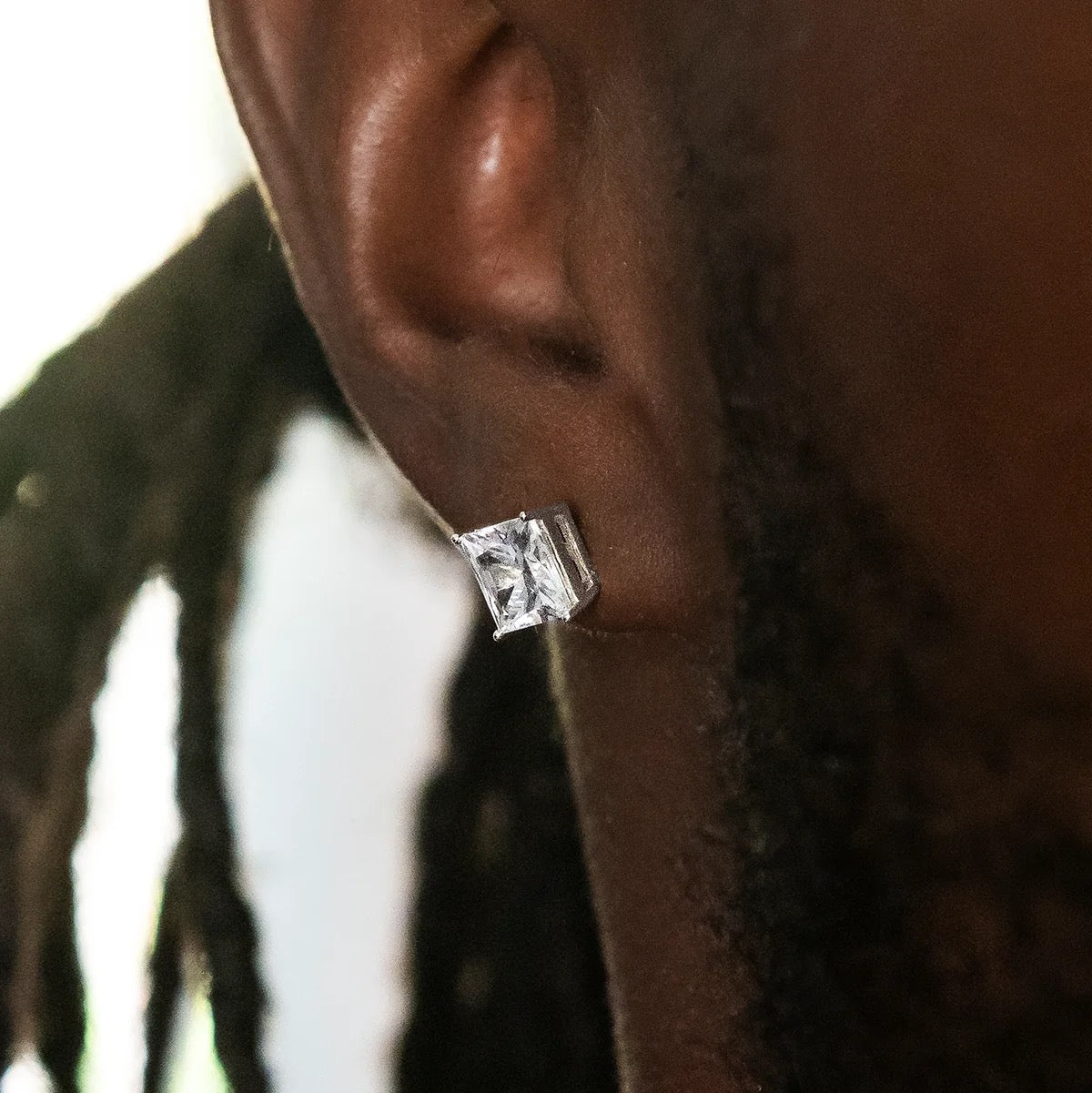 Princess Cut Moissanite Stud Earrings – Classic Square Diamond Look