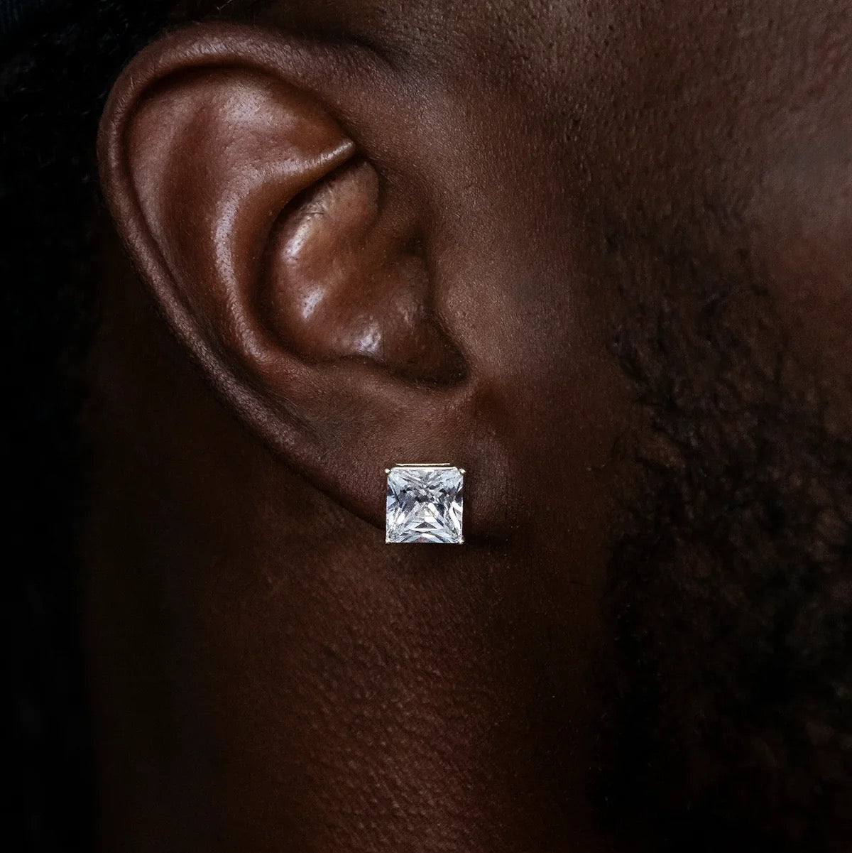 Princess Cut Moissanite Stud Earrings – Classic Square Diamond Look