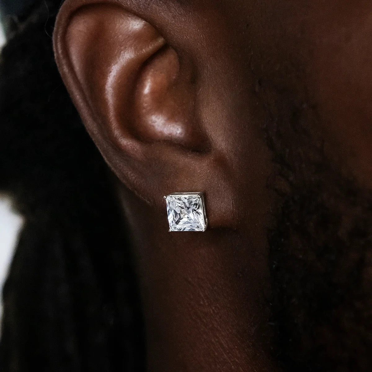 Princess Cut Moissanite Stud Earrings – Classic Square Diamond Look